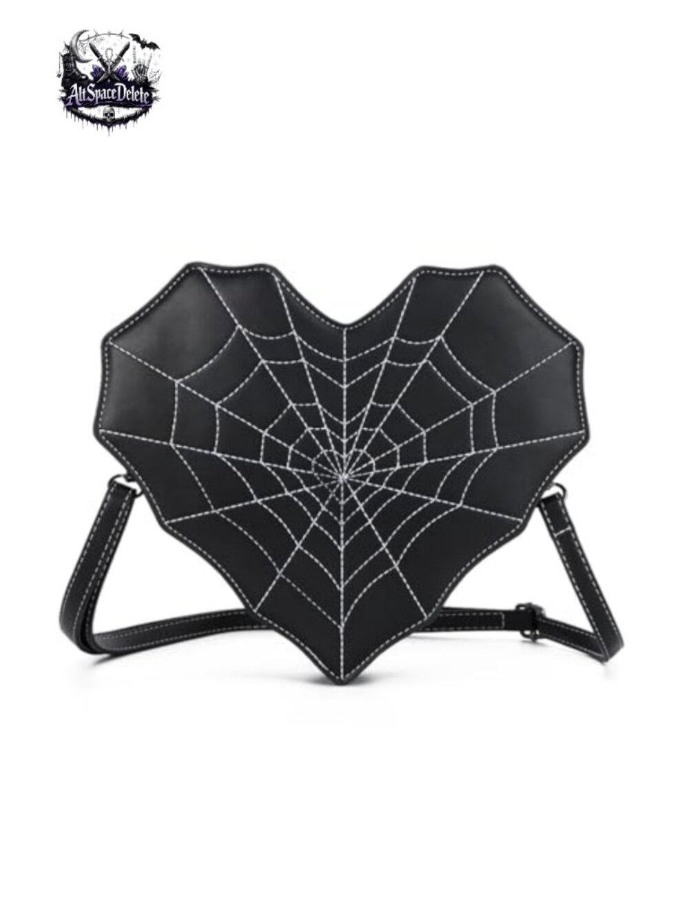 Heart Shaped Spider Web Gothic PU Leather Backpack Convertible Crossbody